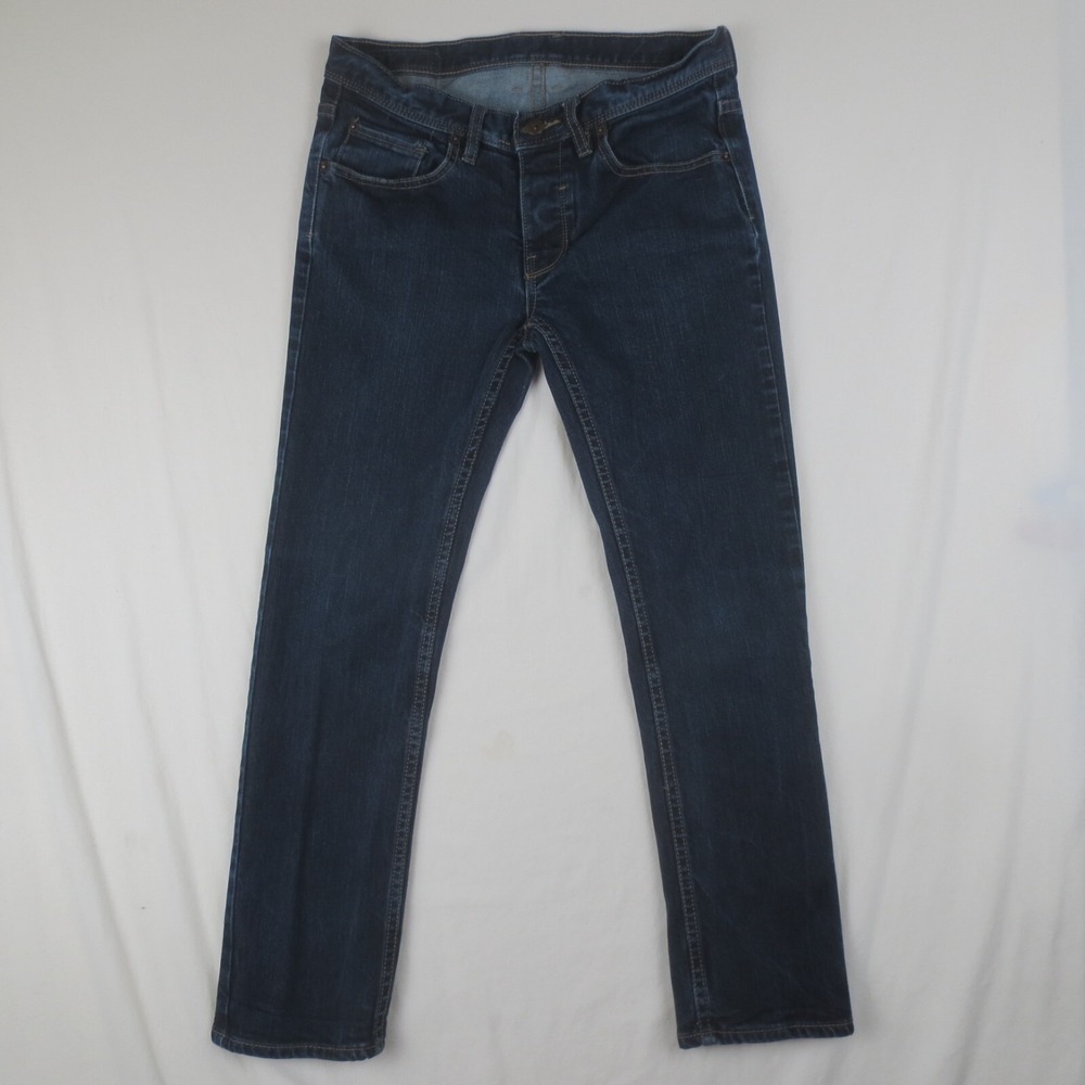 Matix Jeans Mens 30x27* Blue Dark Wash Slim Straight Low Rise Button Fly Denim